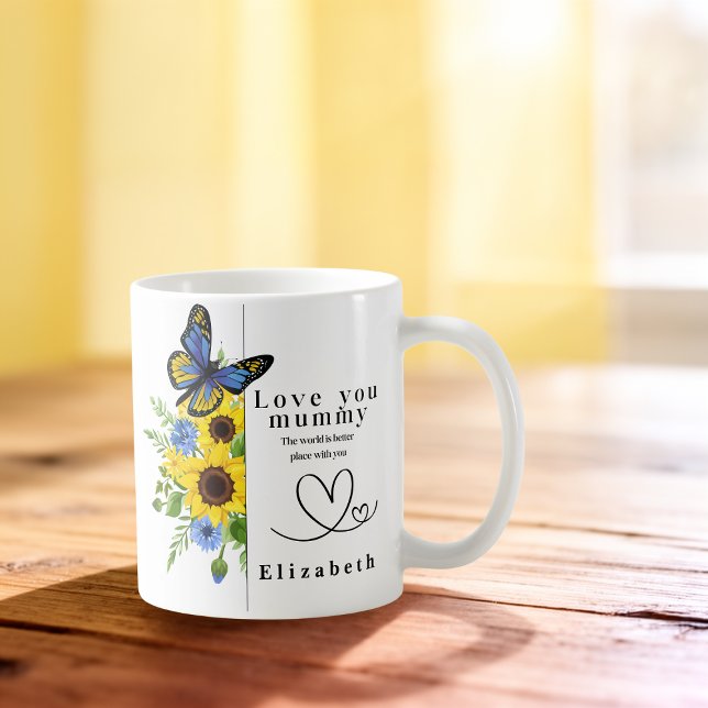 Love You Mummy Personalized Floral Mug (Créateur téléchargé)
