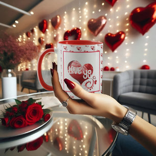 Love You Red marble Heart Valentine mug