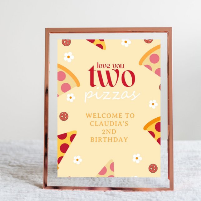 Love You Two Pizzas Affiche de bienvenue (Pizza Party Welcome Sign, Kids 2nd Birthday Decors, Valentines Pizza Party, Love You 2 Pizza Welcome)