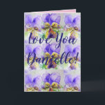 Love You Wifes Nom Purple Pansy Watercolor Carte<br><div class="desc">Love You Ladies/Woman's/Wifes Name Purple Pansy Viola Watercolor Card ou Carte de remerciements. Conçu à partir d'une de mes photos de jardin originales de mon jardin,  profitez!</div>