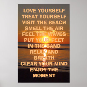 Love Yourself Inspirational Beachy Quote Poster