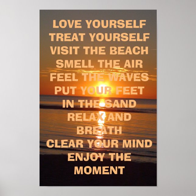 Love Yourself Inspirational Beachy Quote Poster (Devant)