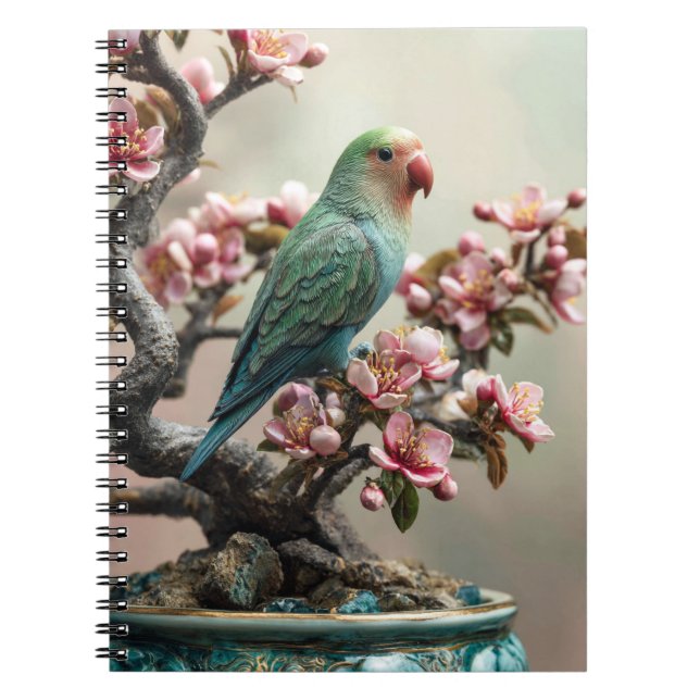 Lovebird avec fleurs Carnet spiral (Devant)