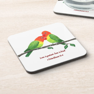 Lovebirds dessous de verre en plastique dur