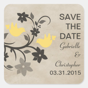Lovebirds floral jaune Enregistrer les stickers Da