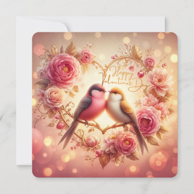 Lovebirds in Bloom - Carte romantique de Saint-Val (Devant)