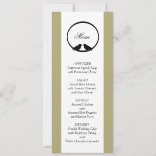 Lovebirds Mariage Réception Carte Menu