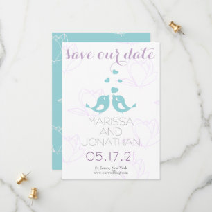 Lovebirds turquoise/violet Enregistrer la carte Da