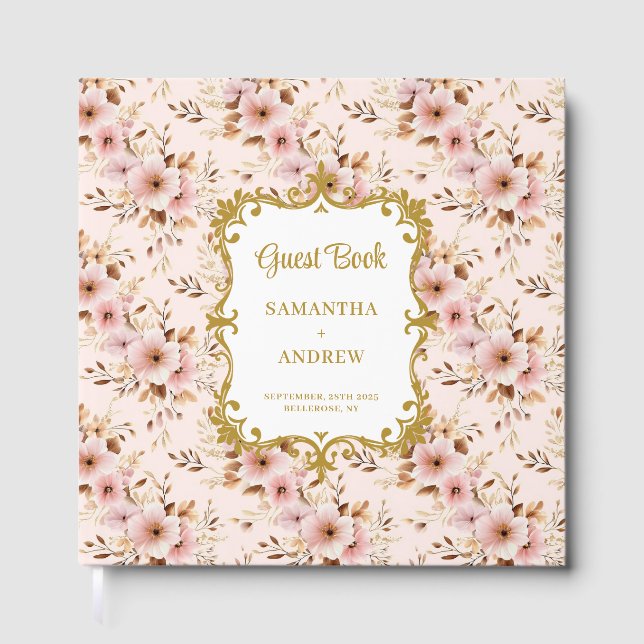 Lovely Blush Gold Boho Mariage Livre d'or Keepsaké (Recto)