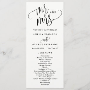 Lovely Calligraphy Mariage programme de cérémonie