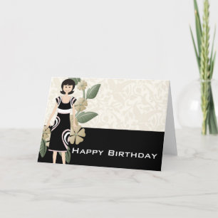 Lovely Chic Woman Heureuse Carte de voeux d'annive