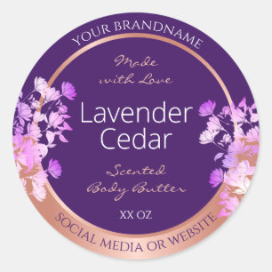 Lovely Floral Produit Étiquette violet et Rose or