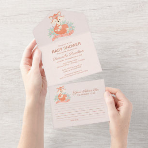 Lovely Fox Baby shower Invitation et carte conseil