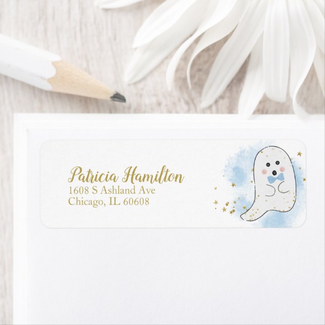 Lovely Ghost Halloween Baby shower Étiquette (En situation)