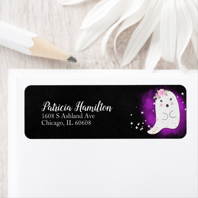 Lovely Ghost Halloween Baby shower Étiquette (En situation)