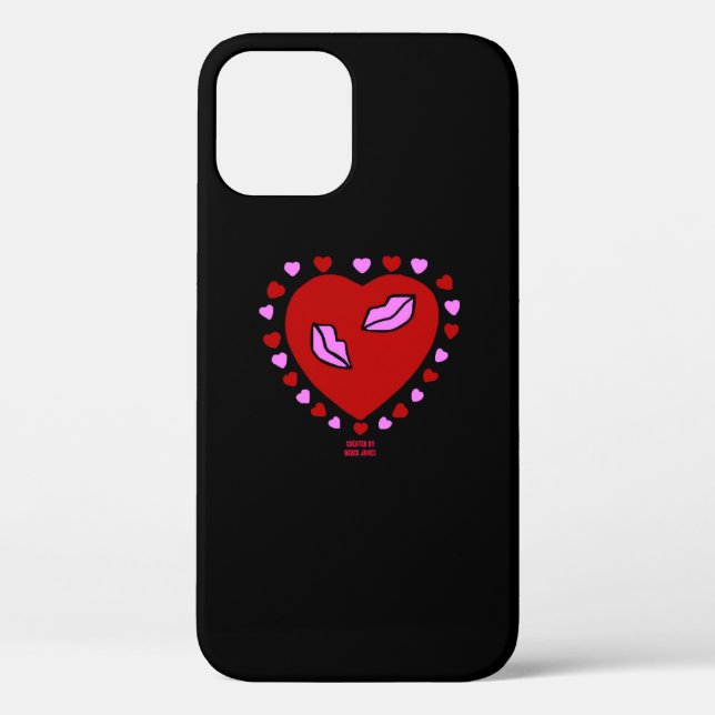 Lovely Heart Kisses Apple iPhone 12 Coque (Verso)
