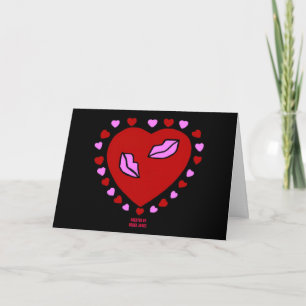 Lovely Heart Kisses Carte de voeux horizontale