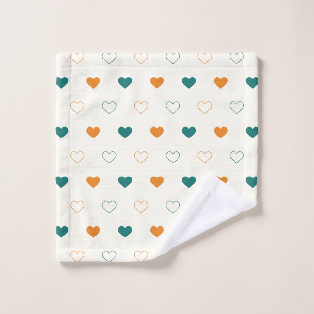 Lovely hearts / green orange cream (Gant de toilette)
