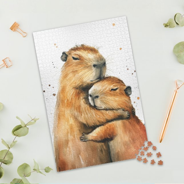 Lovely Hugging Capybara Couple Jigsaw Puzzle (Créateur téléchargé)