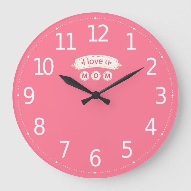 Lovely I Love You Maman Fête des mères | Horloge m (Recto)