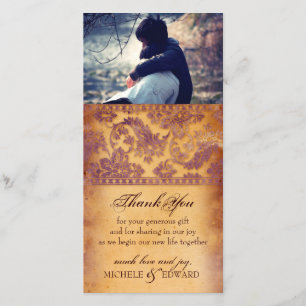 Lovely Lilac Grunge Merci Carte photo