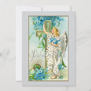 Lovely Ouget Me Not Angel Invitation