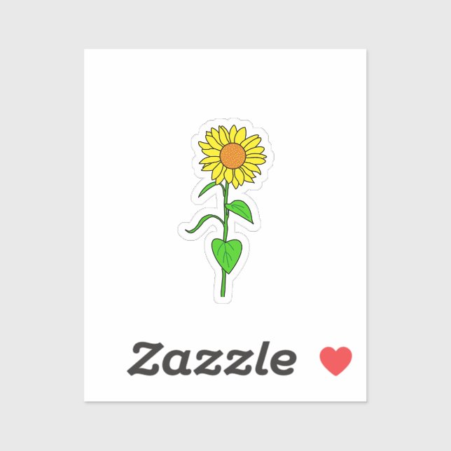 Lovely Sunflower Custom-Cut Vinyl Sticker (Feuille)