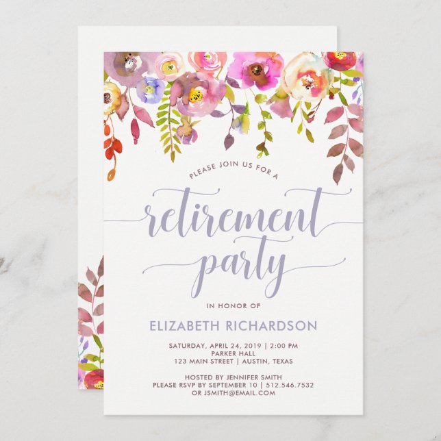 Lovely Trendy Floral| Invitation du parti de retra (Devant / Derrière)
