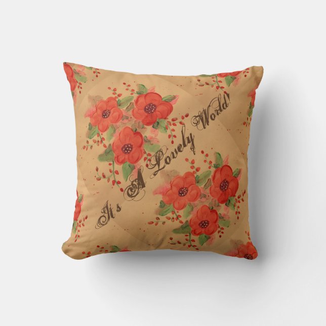 Lovely World - Coussin rouge (Recto)