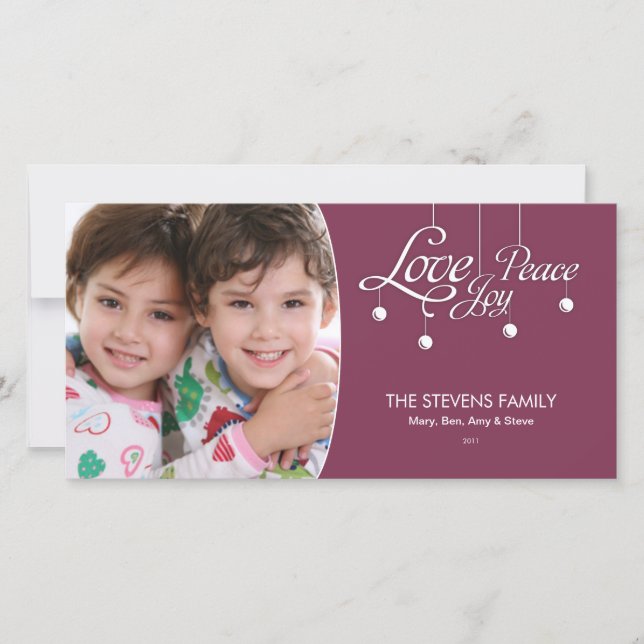 LovePeaceJoy Hanging Ornament Premium Carte photo (Devant)