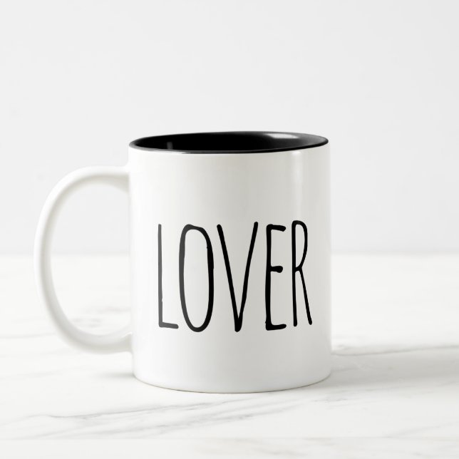 LOVER Mug Texte simple Rae Dunn inspiré (Gauche)
