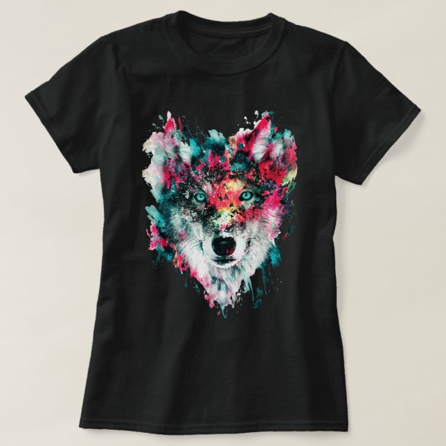 Loves Wolves wolf Face, T-Shirt (Design devant)