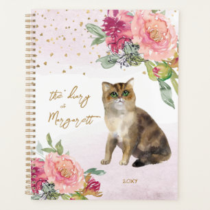 Loving Cat Illustration Flowers Journal quotidien