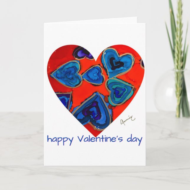 Lovitude Coeurs Bleus Carte Saint Valentin (Devant)