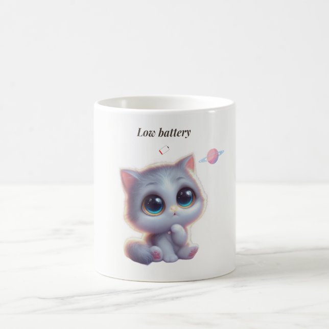 Low Battery Cat Meme Mug (Centre)