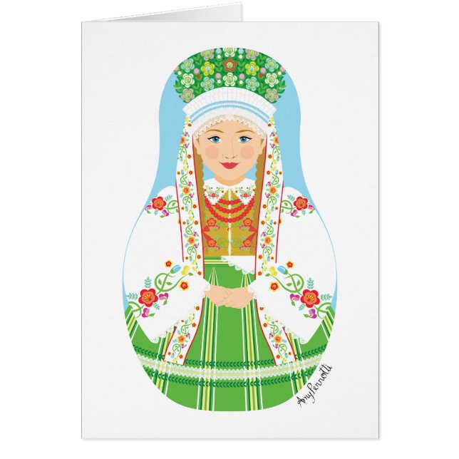 Łowicz Pole Mariée Matryoshka Carte (Devant)