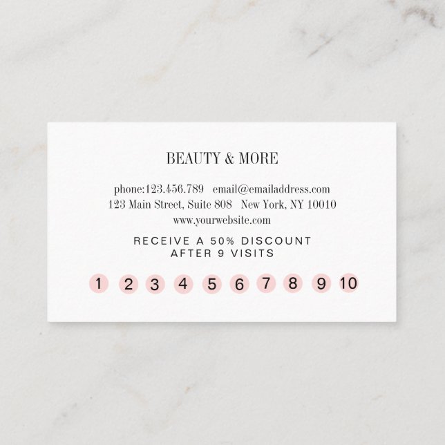 Loyauté 10 Carte de visite de Nails Lashes (Dos)
