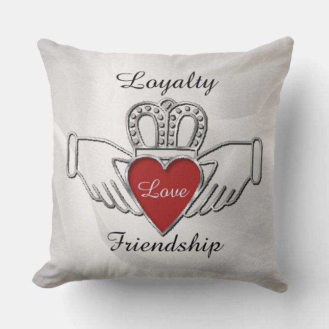 Loyauté Amitié Claddagh Coussin blanc (Recto)