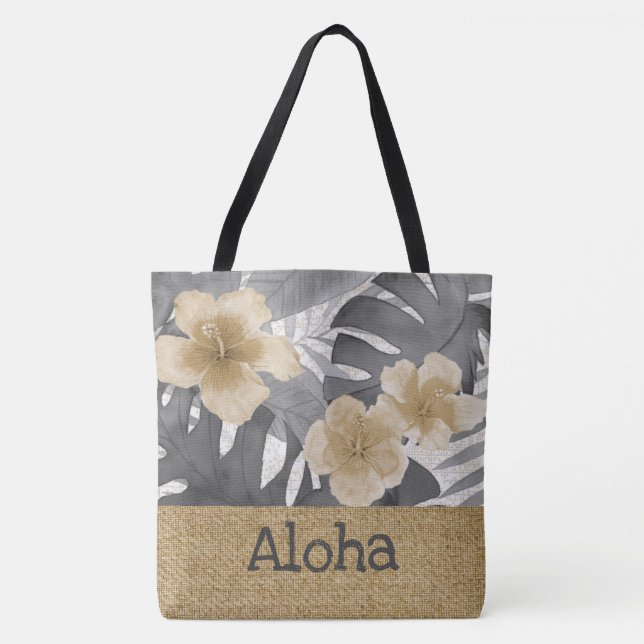 Luana Aquarelle Tropical Grey Reverse Beach Sac (Devant)