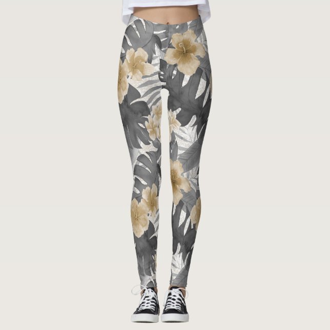 Luana Aquarelle Tropical Neutral Leggings Floraux (Devant)