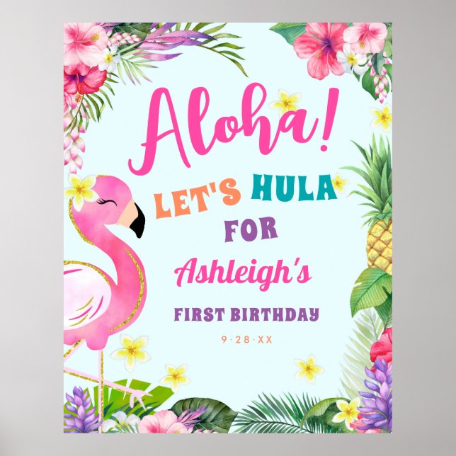 Luau Anniversaire Affiche de bienvenue tropicale (Devant)