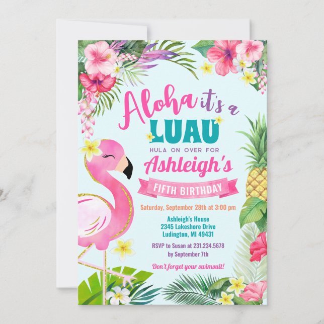 Luau Anniversaire Tropical Summer Invitation (Devant)