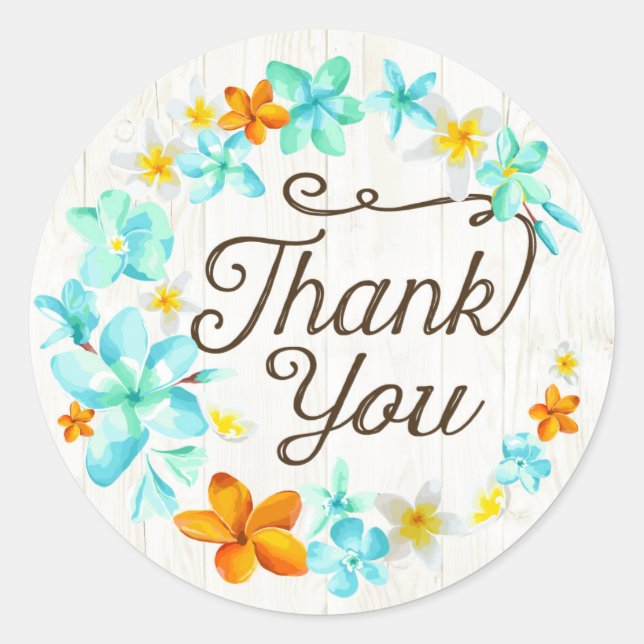 Luau Beach Plumeria Lei Merci Étiquette (Devant)