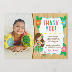 Luau Carte de remerciements d'anniversaire avec ph