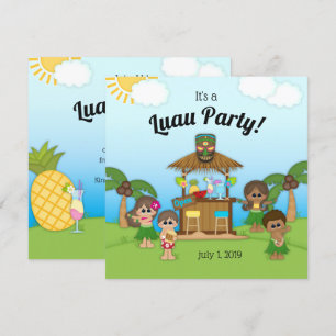 Luau Fête Anniversaire BBQ Pique-nique Invitation