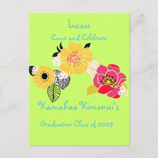 Luau Graduation Invitations couleurs tropicales (Devant)