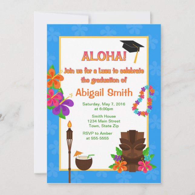 Luau Graduation Party Invitation Faire-part (Devant)