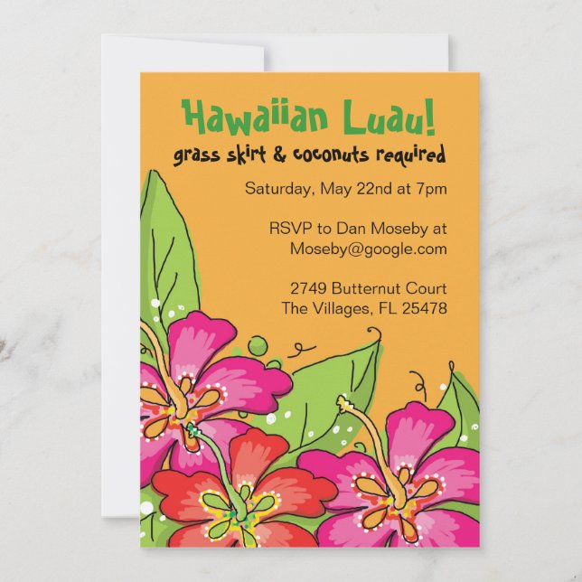 Luau hawaïen ! Invitations (Devant)