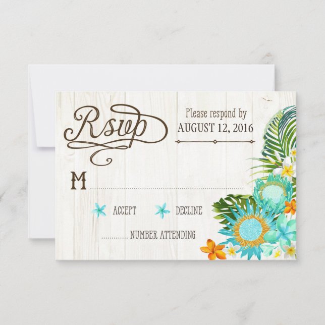 Luau Hawaiian Mariage Beach Rustic Beach Carte RSV (Devant)