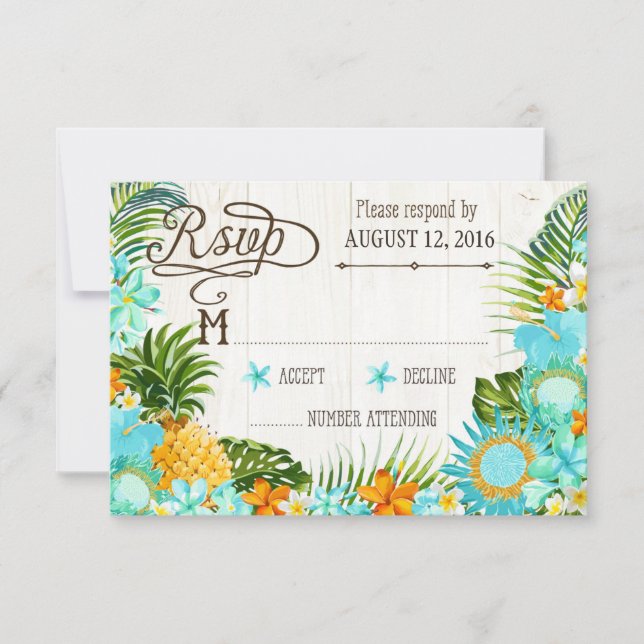 Luau Hawaiian Mariage Beach Rustic Beach Carte RSV (Devant)